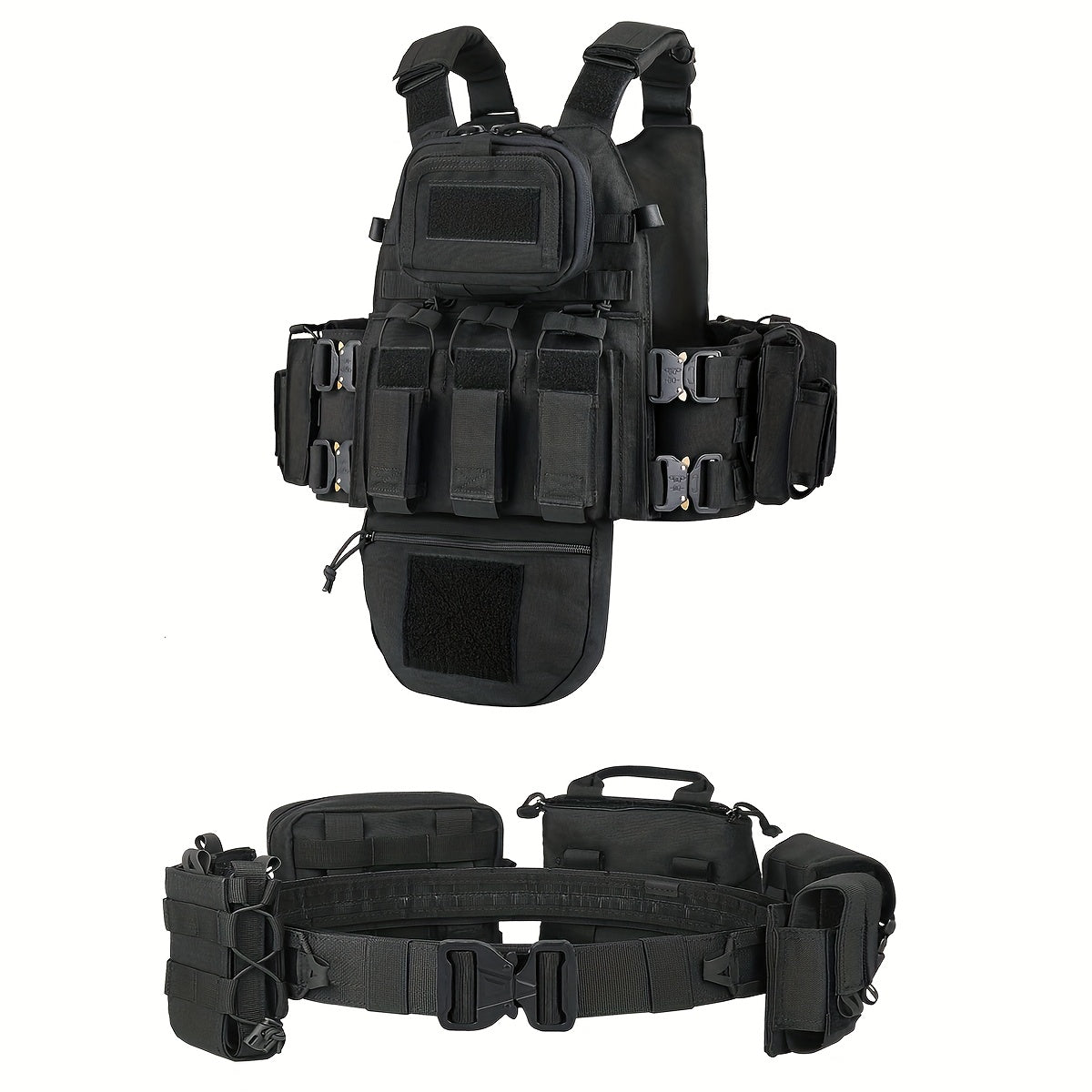 OVC - Tactical Vest and Tactical Belt Combo with accessories