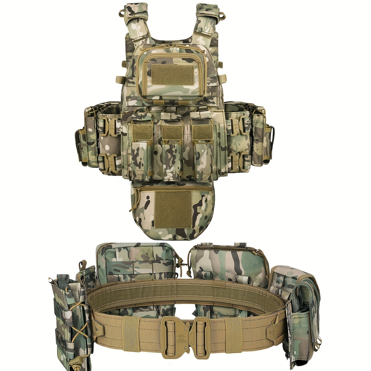 OVC - Tactical Vest and Tactical Belt Combo with accessories